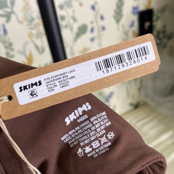 SKIMS FITS EVERYBODY LACE UNDERWIRE BRA COCOA 44DDD brown NWT - Picture 7 of 9